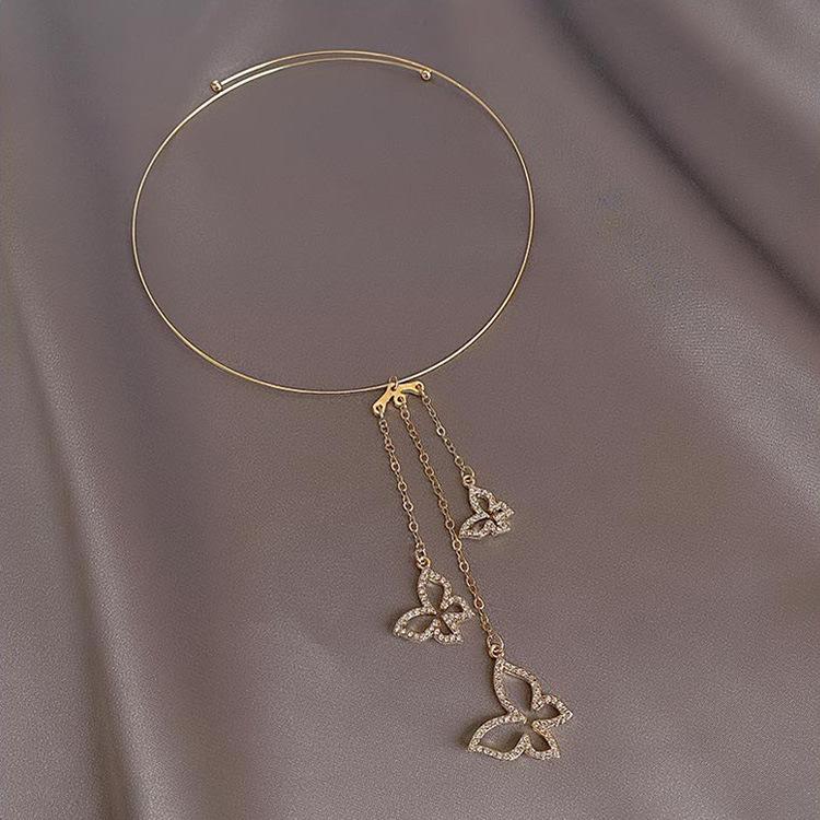Super fairy butterfly necklace light luxury design Chinese style collarbone chain Internet celebrity new trendy neck chain women