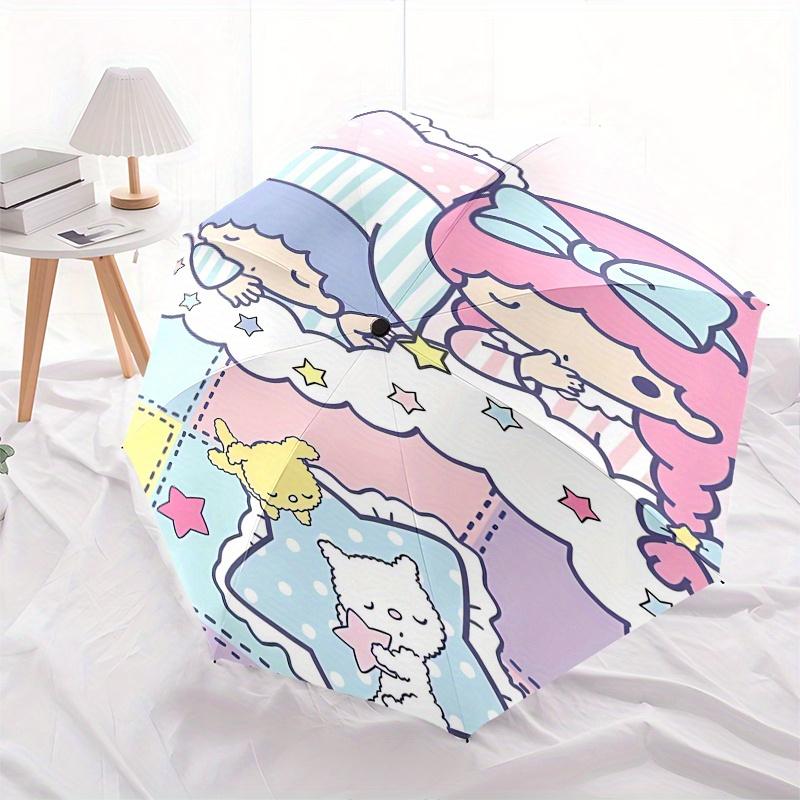 Little Twin Stars,Sanrio Characters Automatic opening and closing folding umbrella with 8 rib frame and compact travel design,perfect for
