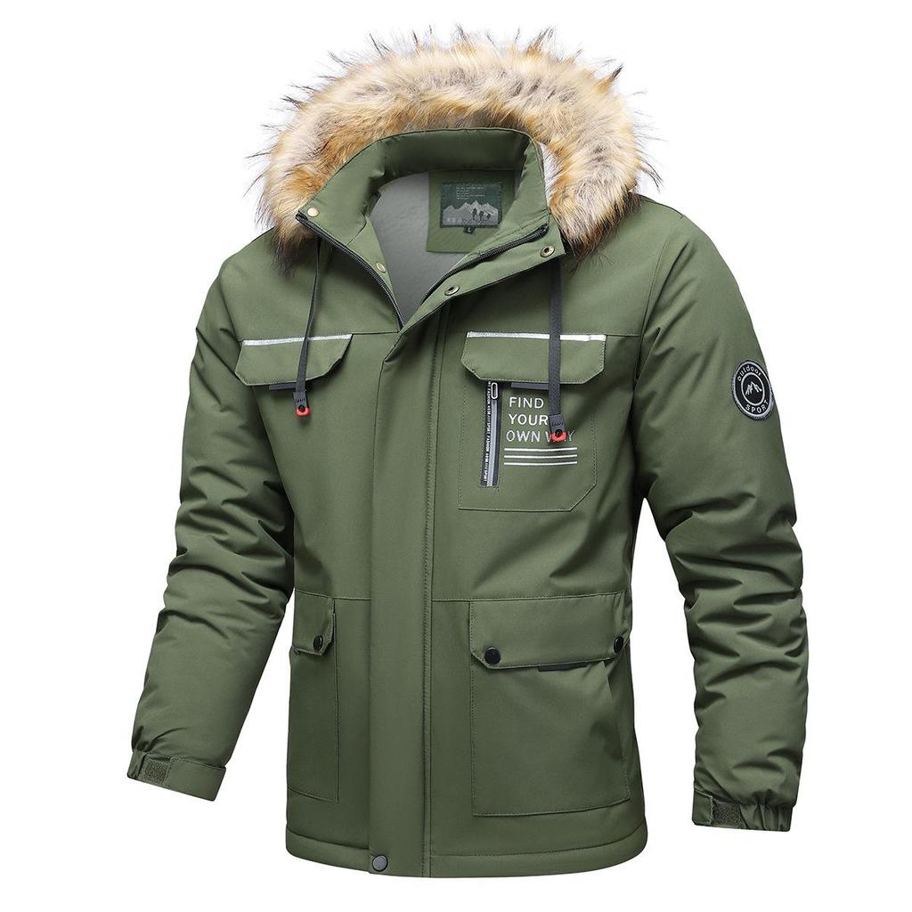 Men's Casual Windbreaker Jackets Hooded Jacket Man Waterproof Outdoor Soft Shell Winter Coat Clothing Warm Fleece Thick