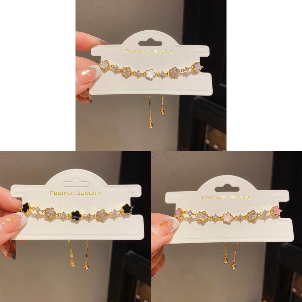 Corrente Elegante com Pingente de Flor de Acetato e Zircônia Para Presente de Mulher