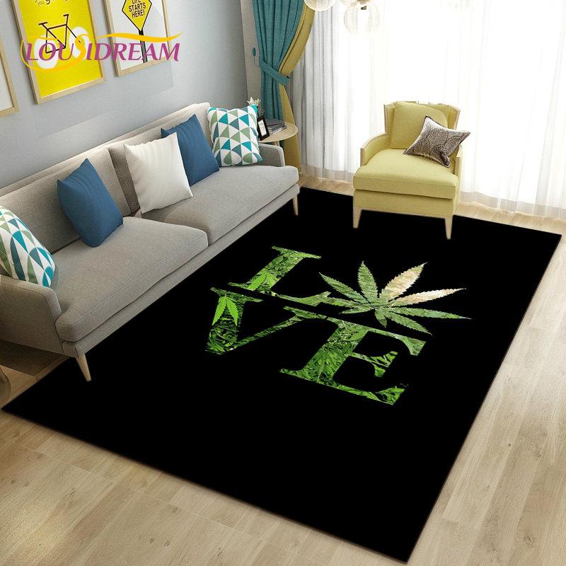 Reggae Music Jamaican Maple Leaf Area Rug,Carpet Rug for Living Room Bedroom Sofa Doormat Decoration,Kid Play Non-slip Floor Mat