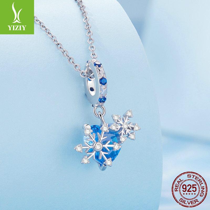 Winter Snowflake Diy Bracelet Beaded Accessories, Christmas S925 Silver Pendant