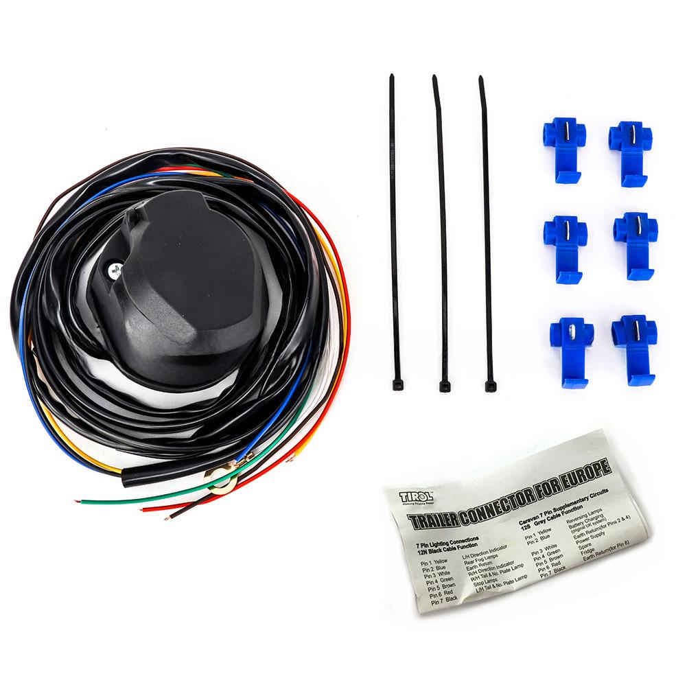 European 7-Hole Power Cord with European Plug, 1.5m Flat Wire & Trailer Connector