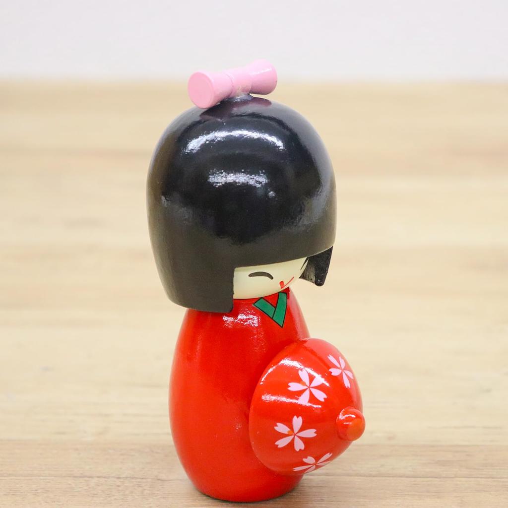 Castle Enterprises Wooden Kokeshi Dolls Set of 12 (Large), 14cm, Red, (Japanese Souvenir, Festival/Event/Children's Party/Street Stall/Fair)