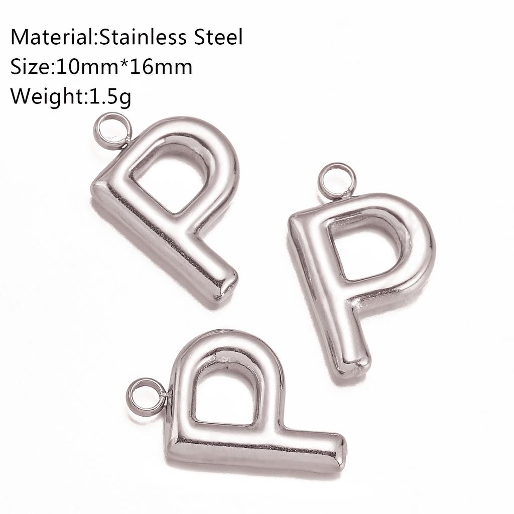 3Pcs Bubble Alphabet Charm Silver Color Stainless Steel Initial English Letter Pendant DIY Bracelet/Necklace Gift Jewelry Making