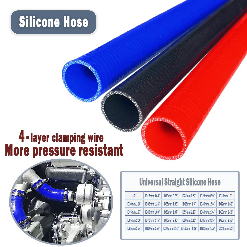 Red Blue Black 4-layer Universal Straight Silicone Hose Intercooler Turbocharger Tube High Temperature And High Pressure 1 Meter