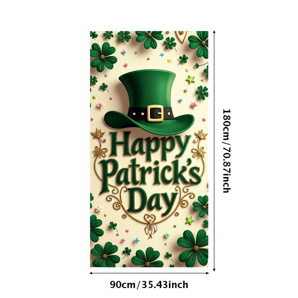St Patricks Day Backdrop Banner Leprechaun Hat Shamrock Party Background Celebration Photography Props Event Supplies Decoration