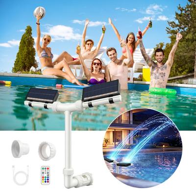 Solar Pool Swimming LED Pool Fountain with Multi-Color Fountain Lights Dual-Head Adjustable