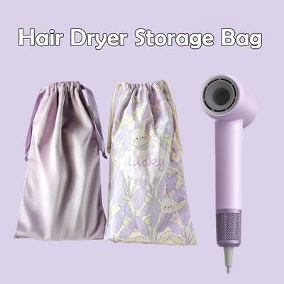 Large Capacity Hair Dryer Storage Bag Cartoon Rabbit Canvas Hairdryer Bag Drawstring Washable for Lefen Dyson for Hair Dryer