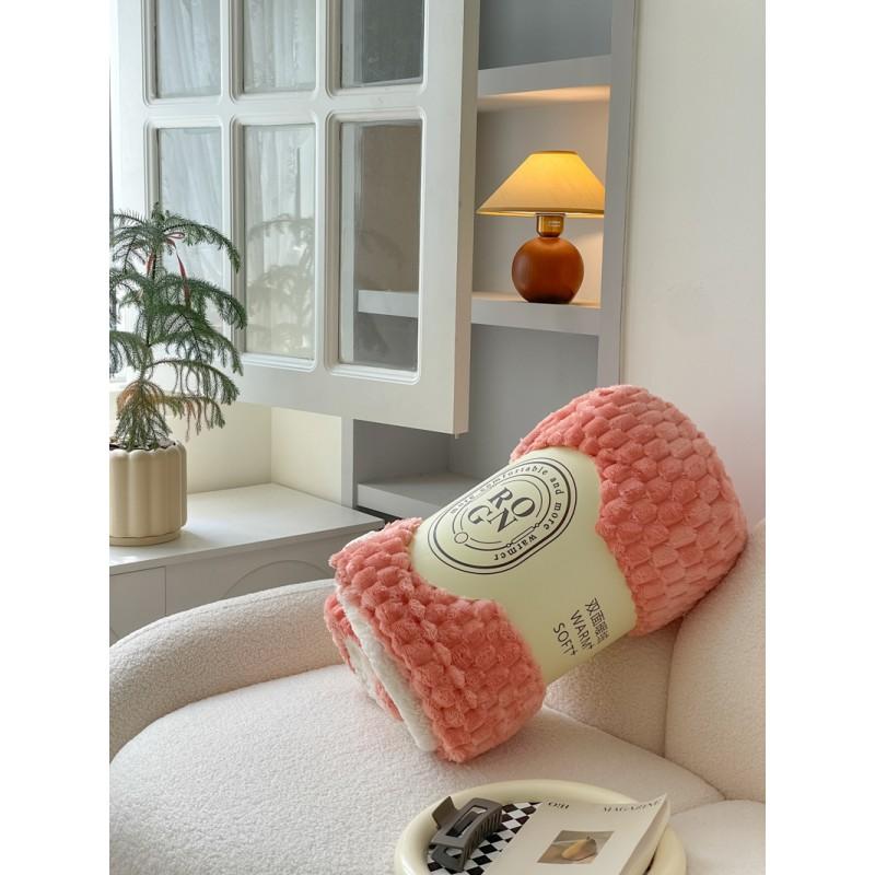 Thick Winter Fleece Blanket With Chenille Texture Solid Color Double-Layer Throw Bed Sofa Ultra Soft Warm Plush