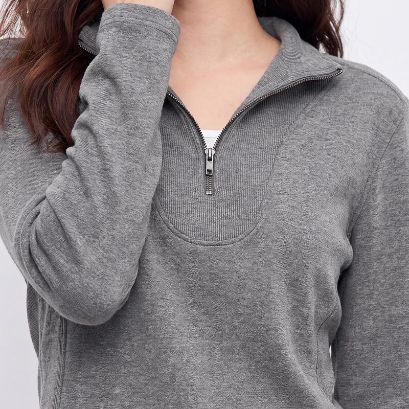Qiushuiyiren Women's Half-Zip Mock Neck Brushed Knit Sweatshirt
