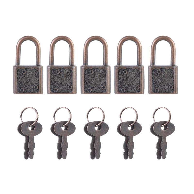 5 Pezzi Lucchetto Vintage in Metallo Lega di Zinco Lucchetto a Chiave per Piccola Valigia
