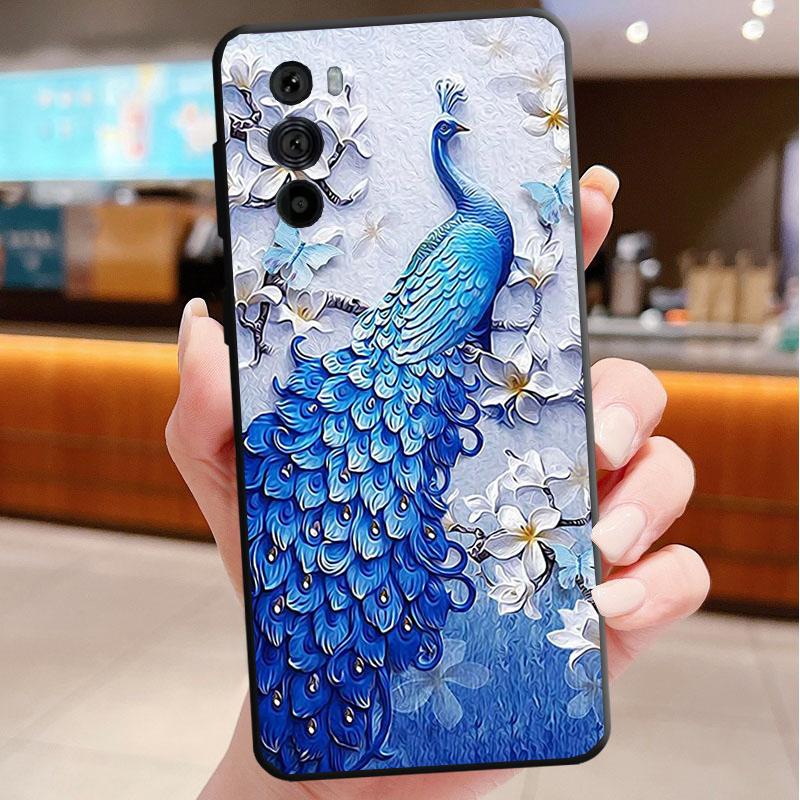 Phone Case For Motorola Edge 50 40 Pro 60 50 40 30 Ultra Neo Fusion Moto G85 G72 G53 G54 G84 G13 G32 Peacock Feathers