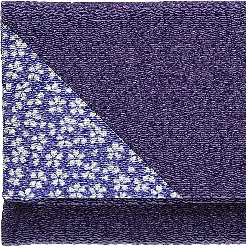 Maruzen Buddhist Prayer Beads Pouch, Chirimen Sakura Komon (Cherry Blossom Pattern), No Clasp (Boxed), Made in Japan, Purple, Approx. 17.5 x 16.5 x