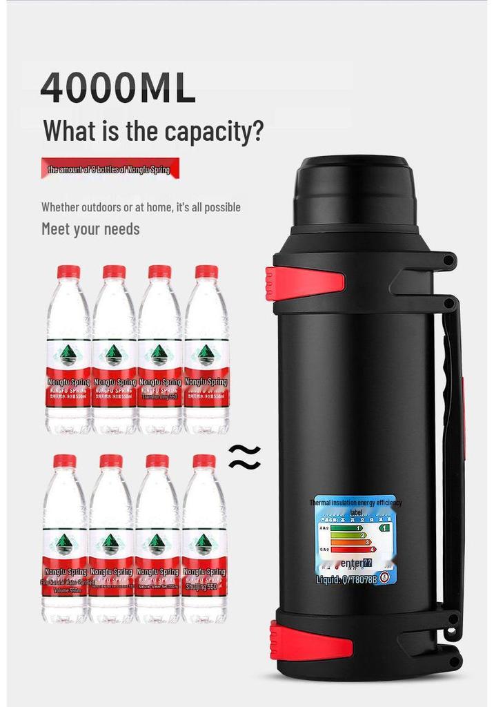 Portable Insulated Stainless Steel Thermos for Travel, Outdoor Sports, and Car - Large Capacity Cold Water Bottle