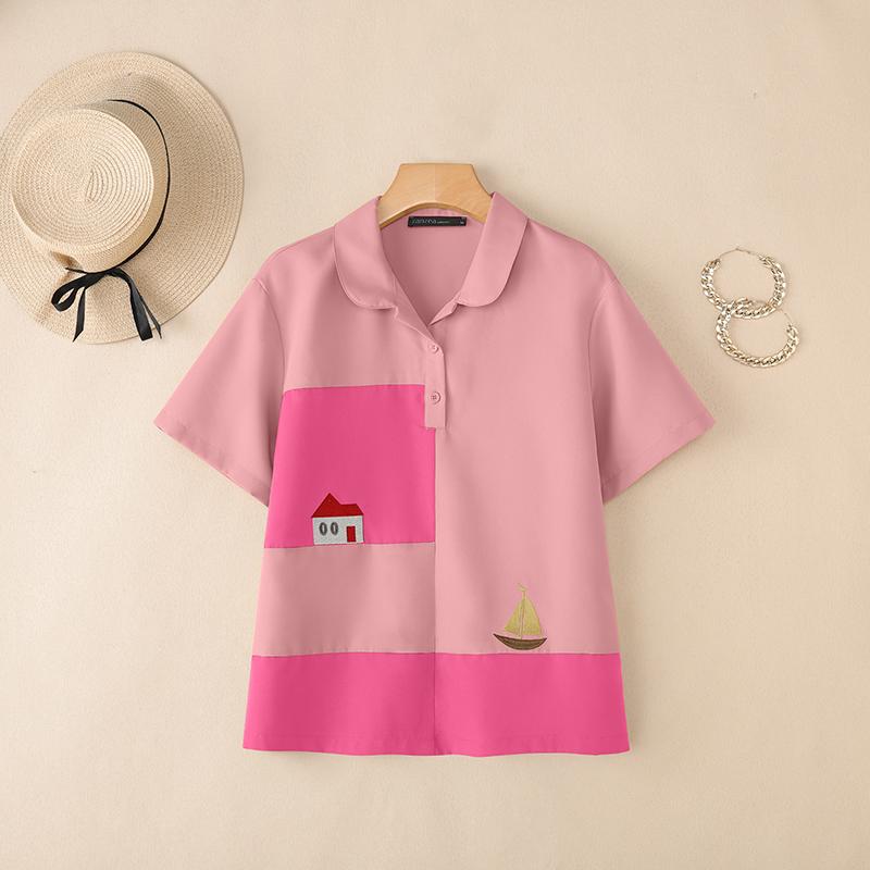 ZANZEA Women Summer Casual Turn Down Collar Short Sleeve Blouse