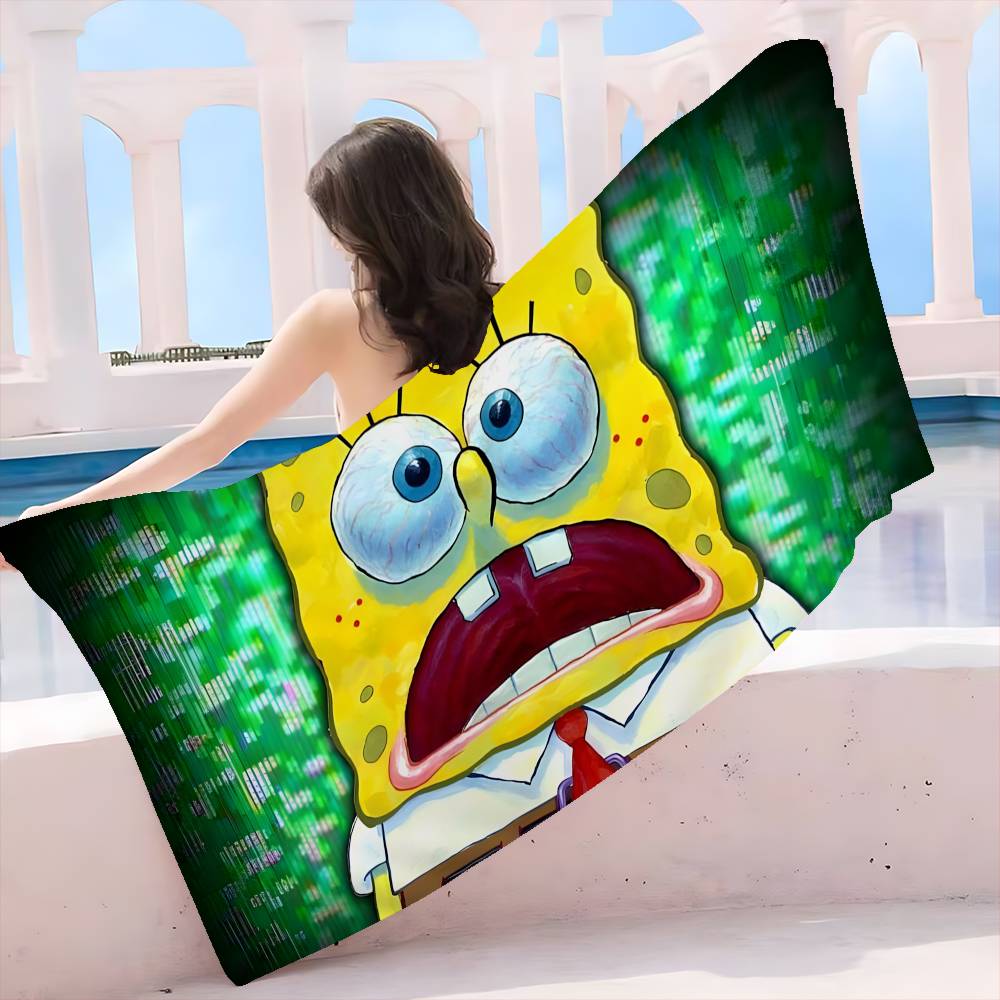 Anime S-Spongebobes Cute Microfiber Printed Beach Towel Mountain Climbing Yoga Beach Swimming Running Absorbent Soft Towel