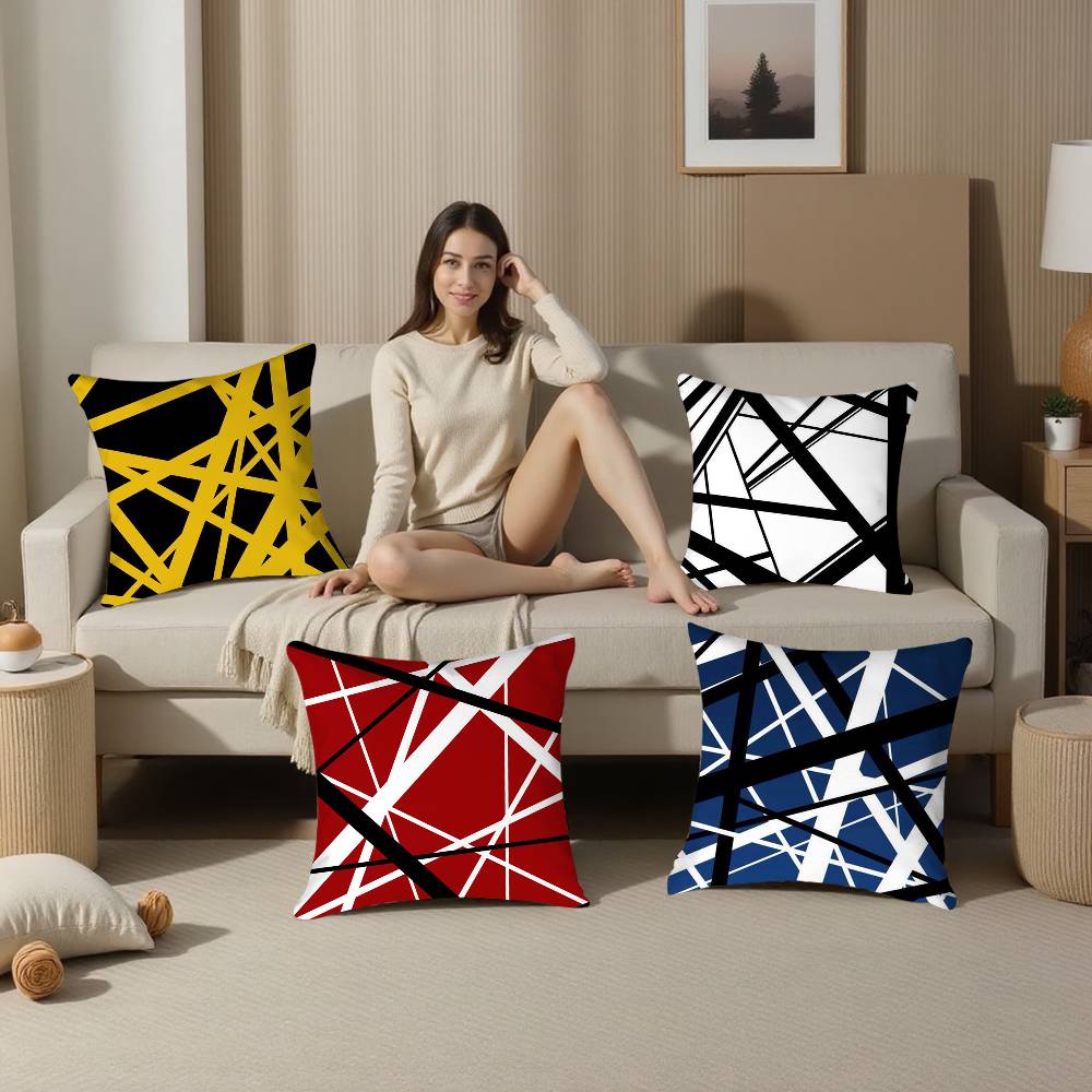 Classic Van H-Halen Pillow Case Home Double-Sided Printing Short Plush Colorfast Microfiber Cushion Cover