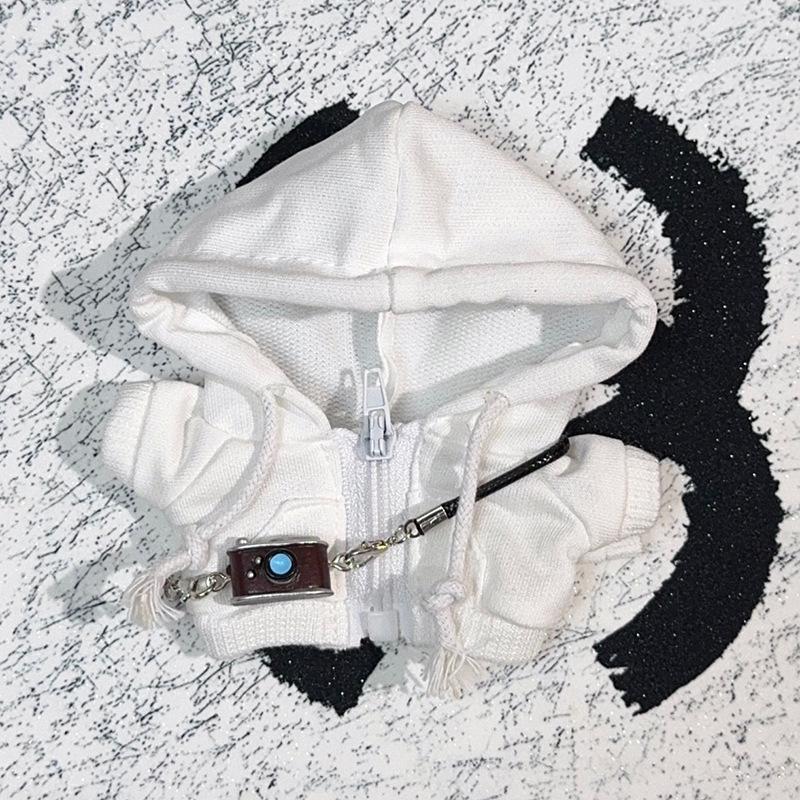 10cm Plush Doll Outfit: White Hoodie & Goggles Set Fits Newborn Doll 10cm (Doll Not Included)