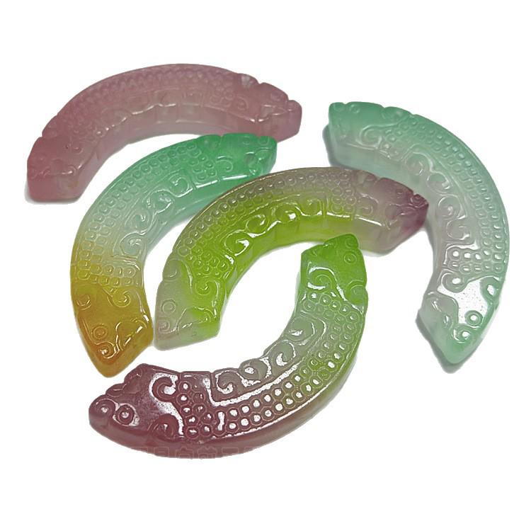 Antique-Style Three-Color Dragon Jade Pendant Plate Ornaments