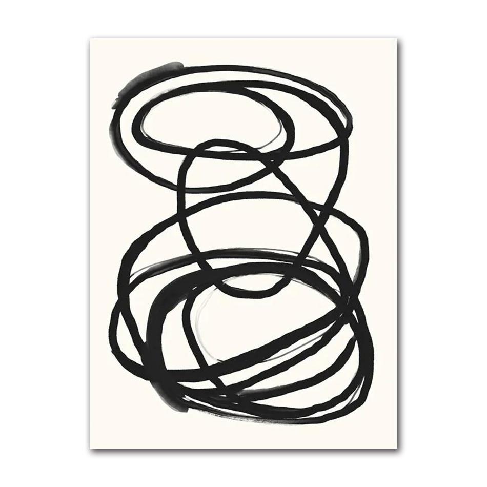 Scandinavian Minimalist Wall Art Black and White Abstract Woman Geometric Lines Poster Print Home Bedroom Living Room Decoration