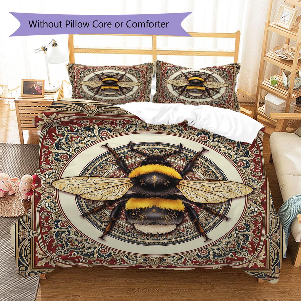 Mandalainsects Pattern Bedding Quilt Set Quilt Cover Pillowcase Home Decoration Birthday Gift (1 * duvet cover + 2 * pillowcase, without core)