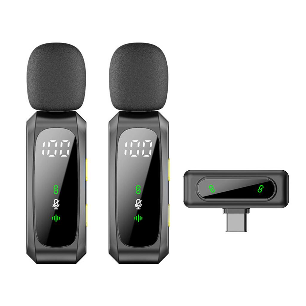 2.4G Wireless Lavalier Microphone Noise Reduction CD Quality Sound 30M 98.43ft Transmission LED Display for Live