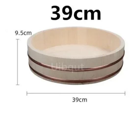 Korean Food Japanese Style Copper Edge Basin Big Bowl Bucket Cuisine Bibimbap Sashimi Sushi Wooden Barrel Mixing Rice Wood Spoon