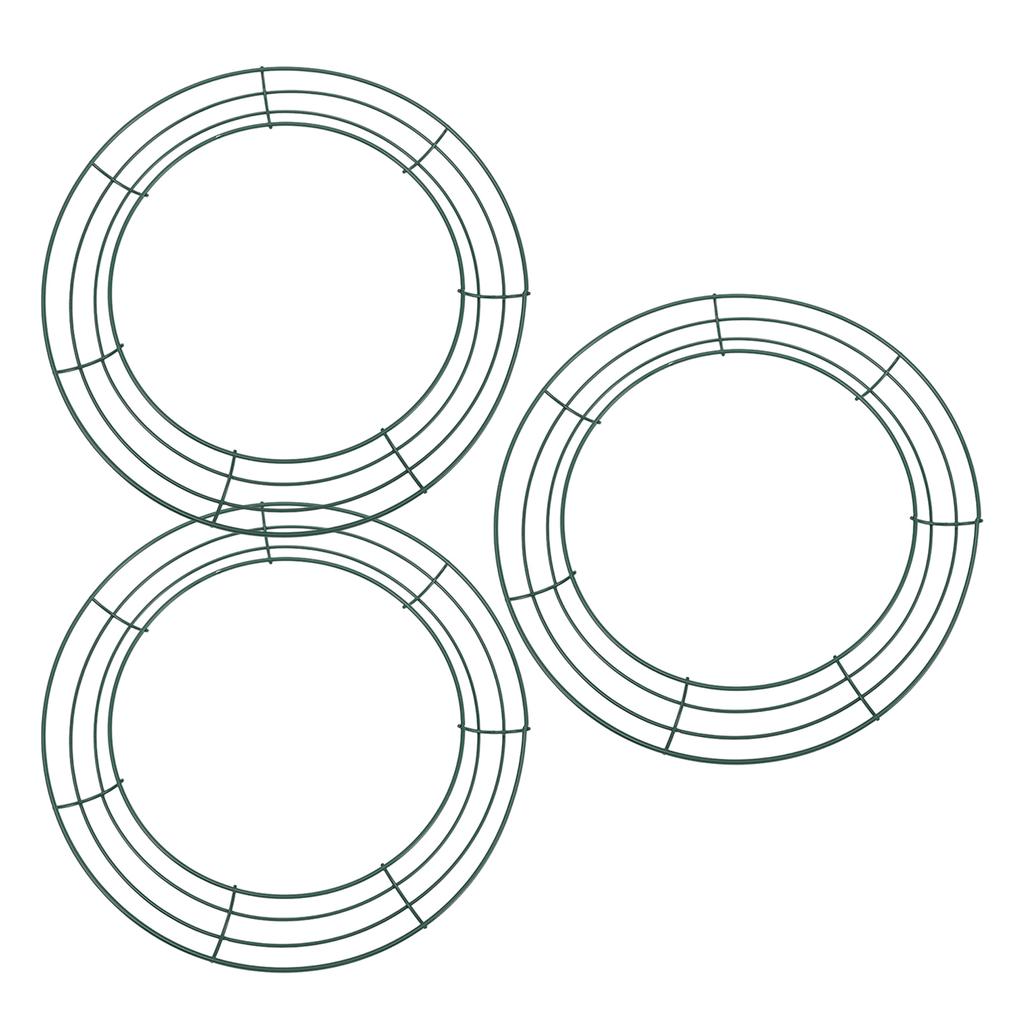 3pcs 12-Inch Army Green Metal Wreath Frame - Circular Iron Hoops for Christmas & New Year Party DIY Crafts & Home Decor