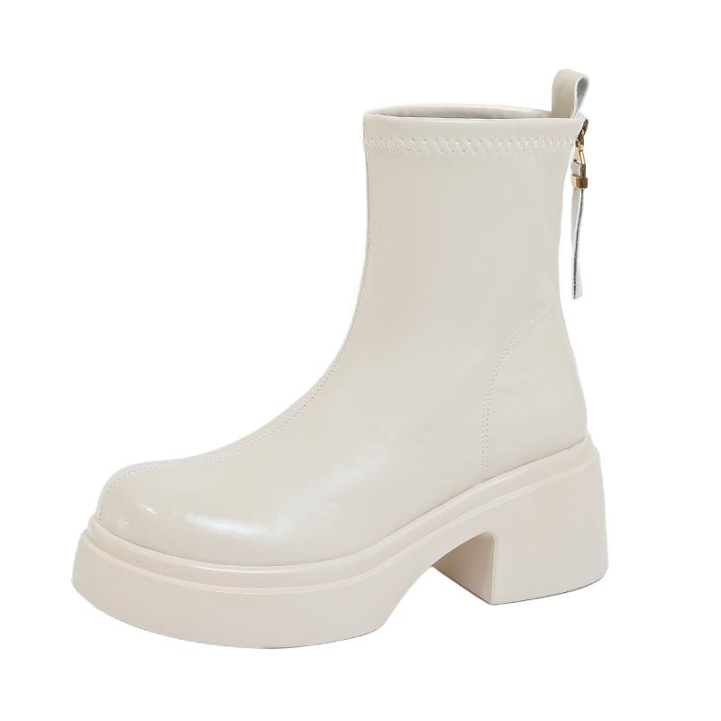 Fashion Aphixta New Patent Leather Women Ankle Boots Back Zip Concise Modern Boots 7cm Square Heel Shoe Woman Boats Botines Para Mujeres