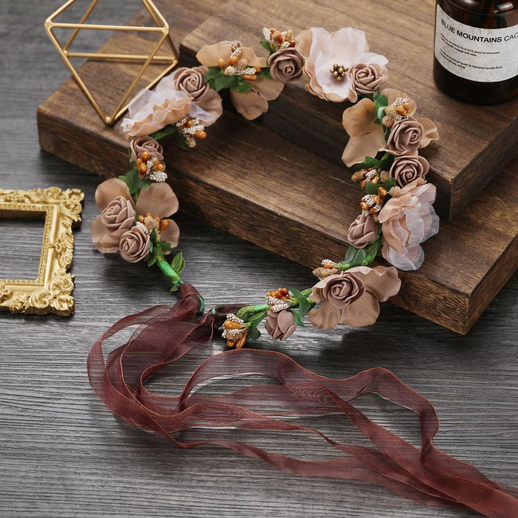 Mori women's simulated flower wreath, headgear, hair accessories, seaside vacation head flower