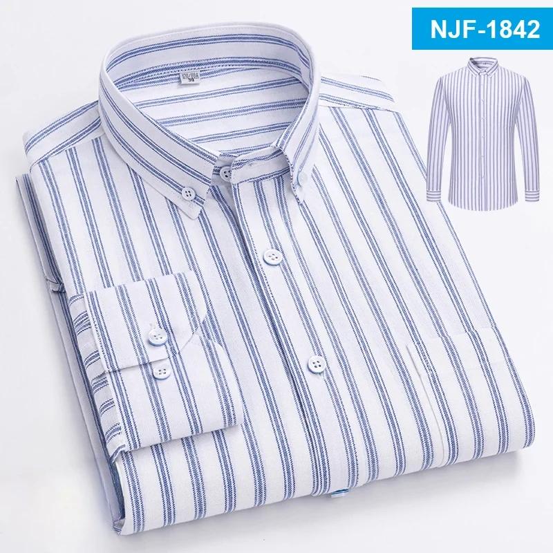 100% Cotton Oxford Long-sleeve Shirts for Men Slim Fit Formal Plain Shirt Soft Casual Plaid Designer White Striped Black Clothes