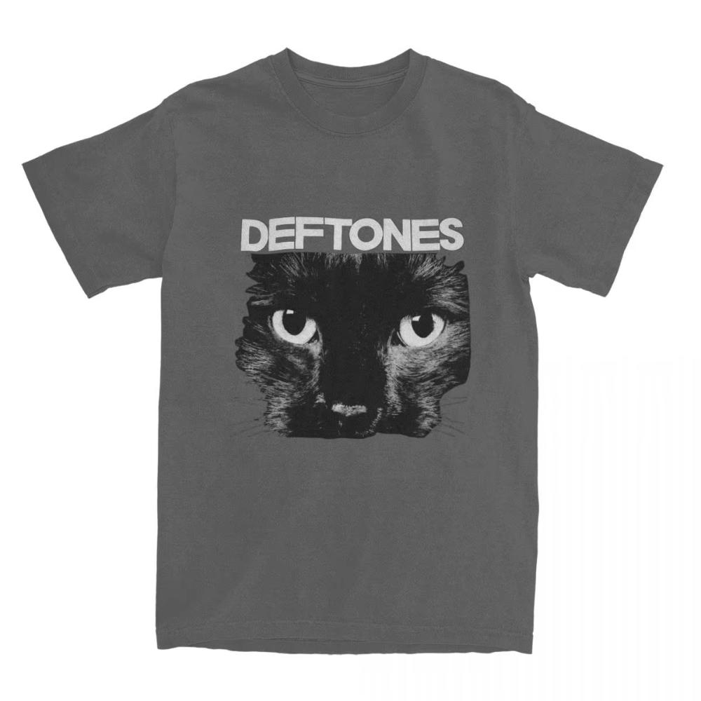 Harajuku TShirt DDeftones Black Cat Cotton T Shirts Music Band Trendy Tshirt for Mens Women Beach Aesthetic Short Sleeve Tees