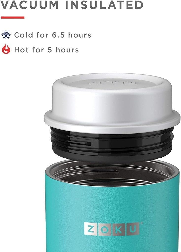 ZOKU Teal Food Insulates Keeps Food Hot or Colorful Food Convenient for Outdoor and Teal Jar, 295ml, Food, Cold, Jar, Travel, Activities, Lunchboxes,