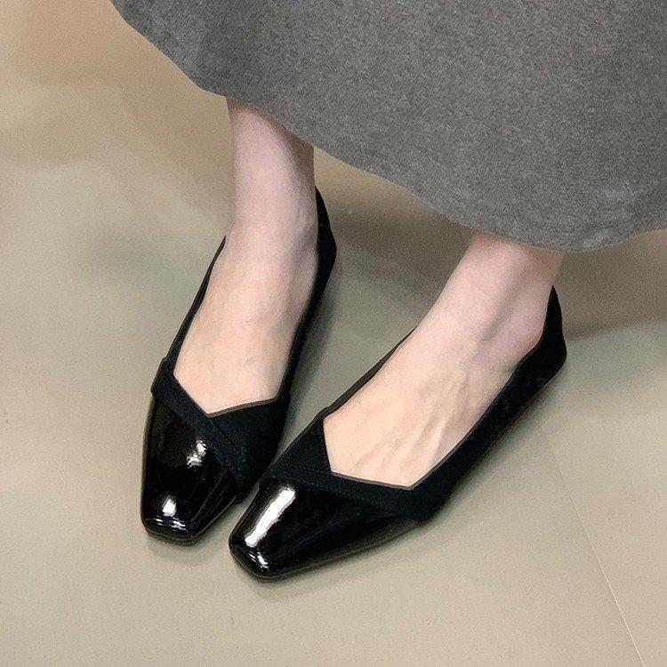 Soft leather version~ French Xiaoxiangfeng single shoes women's 2025 autumn new suede splicing evening shoes commuting gentle shoes