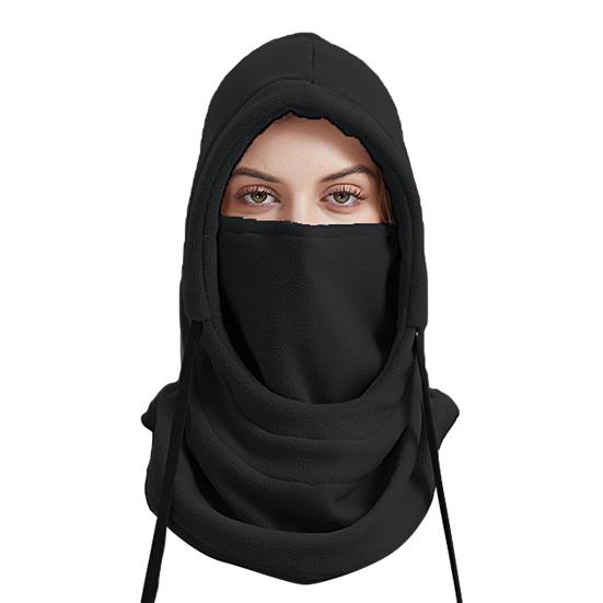 

Набор шапка-балаклава для велоспорта, высокая эластичность, мягкий плюш, плотный, однотонный, сохраняющий тепло, стандартной посадки, моющийся, зимний велоподшлем для улицы чёрный