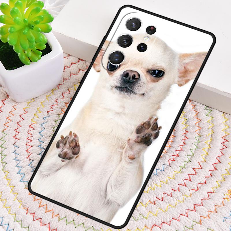 Tier Chihuahua mit Blume Handyhülle für Samsung Galaxy note 10 pro S26 Ultra S23 S24 FE S25 S21 S22 PLUS stoßfeste Hülle