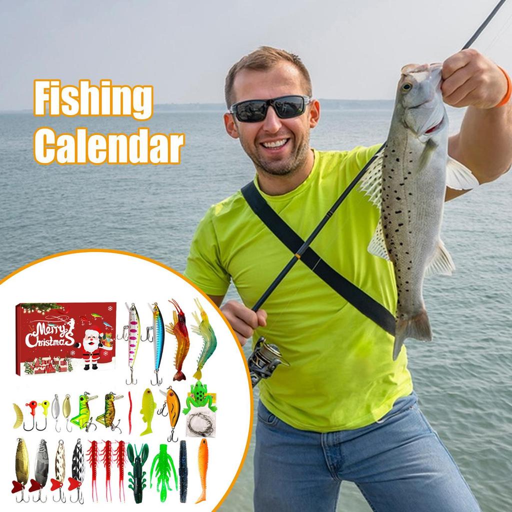Christmas Countdown Advent Fishing Christmas Fishing Lure 24 Days Countdown Calendar Tackle Bait Lures Saltwater Freshwater Gear