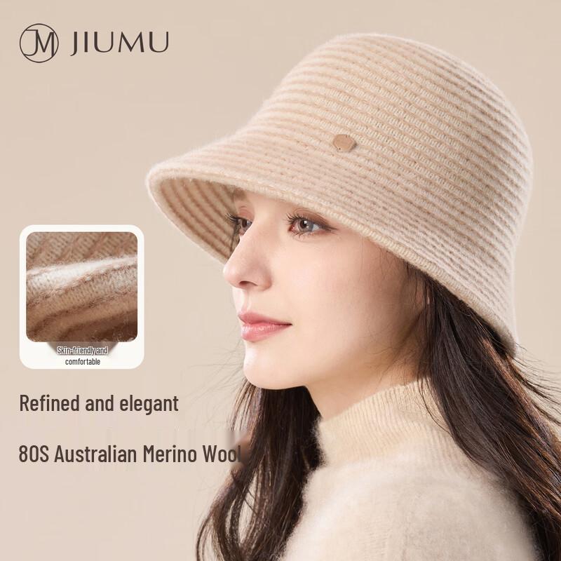 JIUMU Women s Winter Wool Fisherman Bucket Hat
