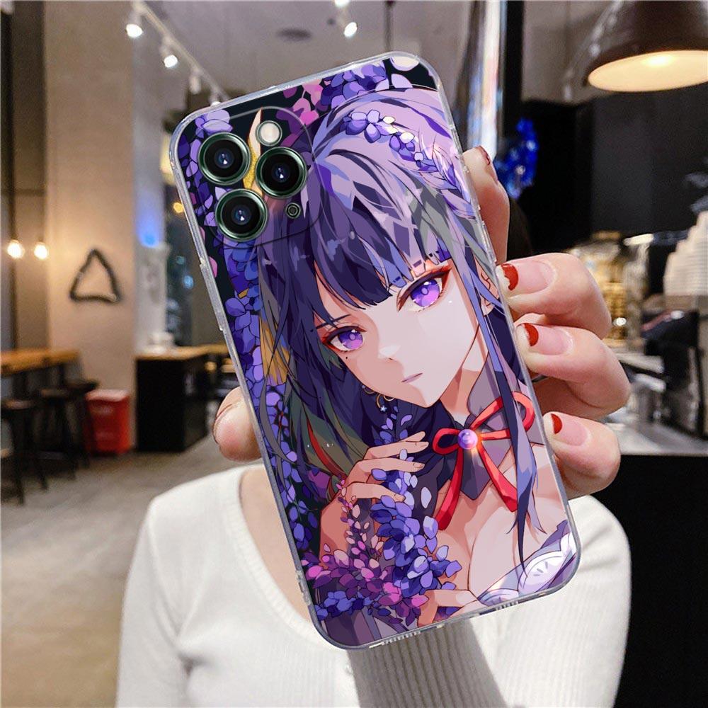 Průhledný kryt na telefon pro Apple iPhone 12 11 13 Pro Max mini XS X XR 7 8 6 Plus SE pouzdra kryt anime Genshin Impact květina hra
