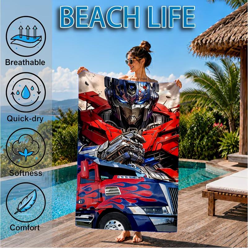 Trans-formers Beach Towel, Super Soft Microfiber, Perfect Gift for Her/Him, Birthday, for Pool, Beach, Travel, Decor Beach Party
