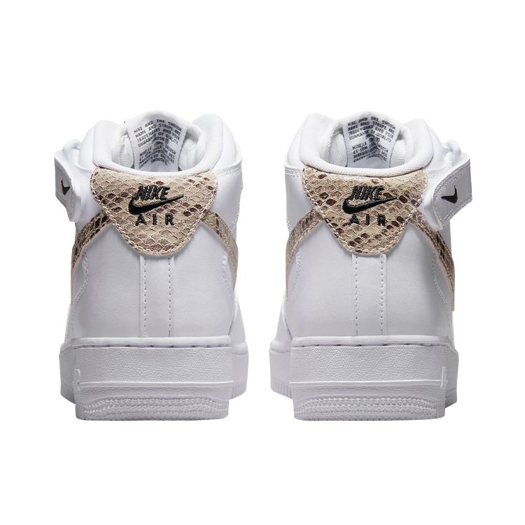Nike Air Force 1 07 Mid Čūskādas Swoosh Sieviešu Kedas Balta Melna Smilškrāsas DD9625-101
