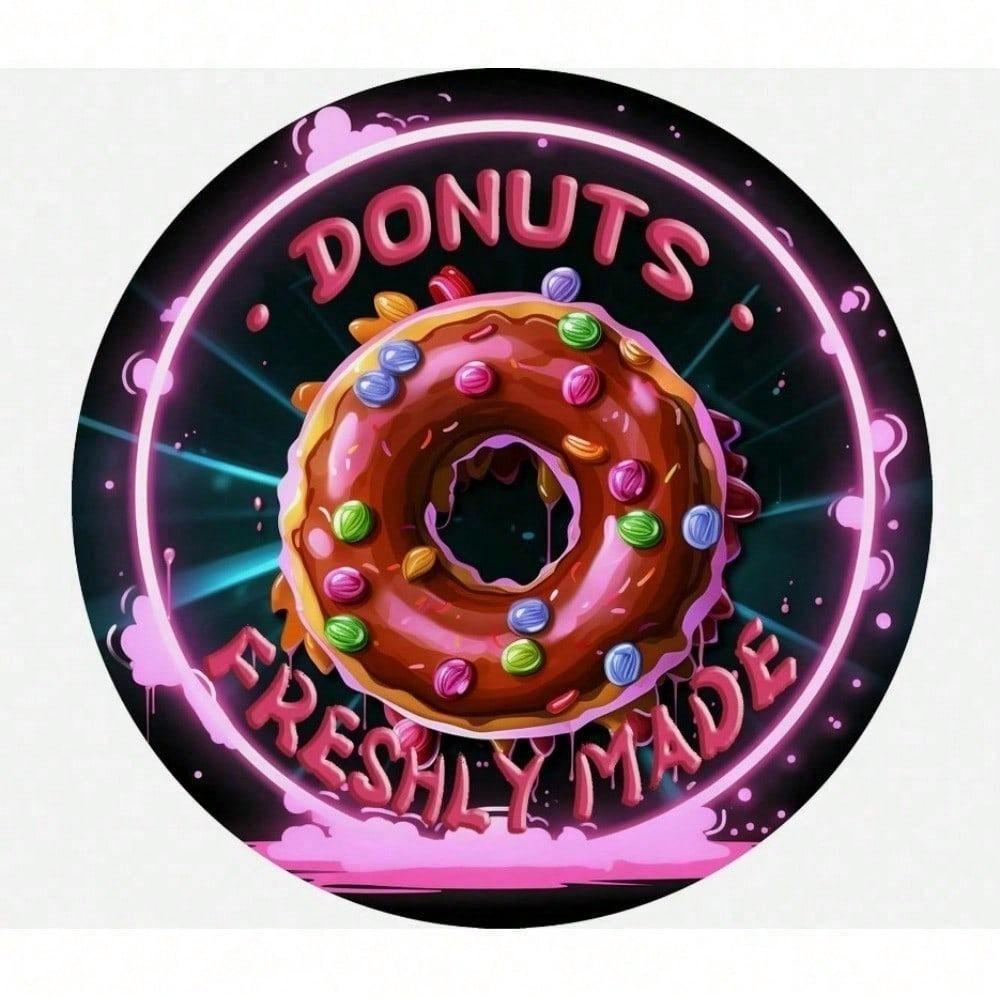 Enhome 8x8 Inch Round Donut Tin Sign Retro Metal Poster Kitchen Wall Art Decor Cafe Bar