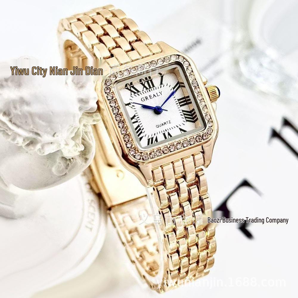 Trendy Women's Square Quartz Watch with Roman Numerals