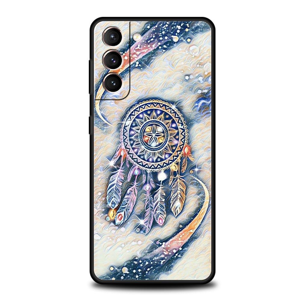 Cute Mandala Dreamcatcher Phone Case For Samsung Galaxy S26 Ultra S25 Plus S24 FE S23 S22 5G S21 S20 Cover Black Soft