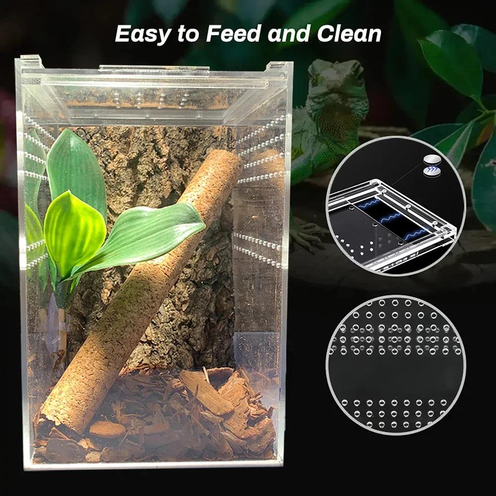 Transparent Acrylic Reptiles Breeding Box Spider Lizard Amphibian Terrarium Leak-proof Pets Habitat Arboreal Tarantula Enclosure