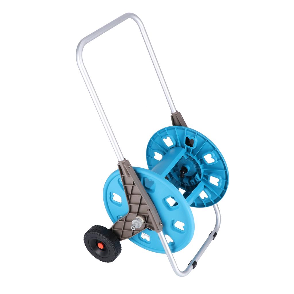 G1/2 Garden Hose Reel Cart Portable Hand Push Type Retractable Water Pipe Storage Cart for 80m Hose