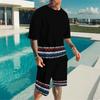 Men Vintage Newspaper Text Full Print Short Sleeve Tee And Matching Shorts Two Piece Outfit