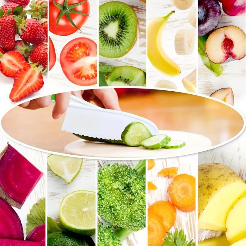 Kitchen Safety Non-Hand Cutting Plastic Fruit Vegetable Knife Set Saw-Toothed Cake Knife Easy to Use for All Ages
