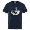 Mens Cotton TShirt Funny Astronaut Print Save The Moon Graphic Tee Loose Streetwear Summer 2025 Soft Hip Hop Unisex Top